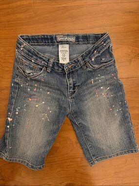 Levi's Blue Denim Paint-Splatter Shorts for girl